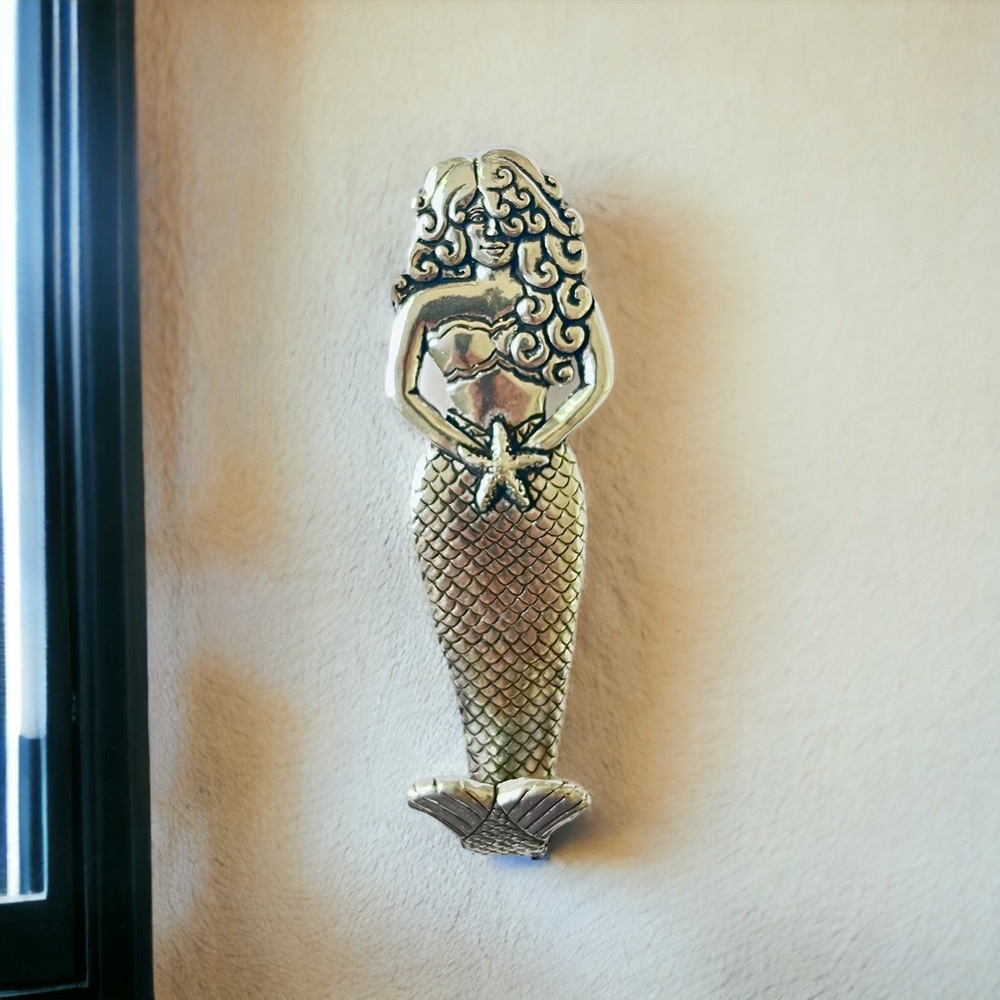 Handmade Pewter Hook Mermaid Beach House Vacation NEW Bathroom Storage Gift